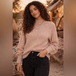 Lulu's Soft Blush Crew Neck Sweater